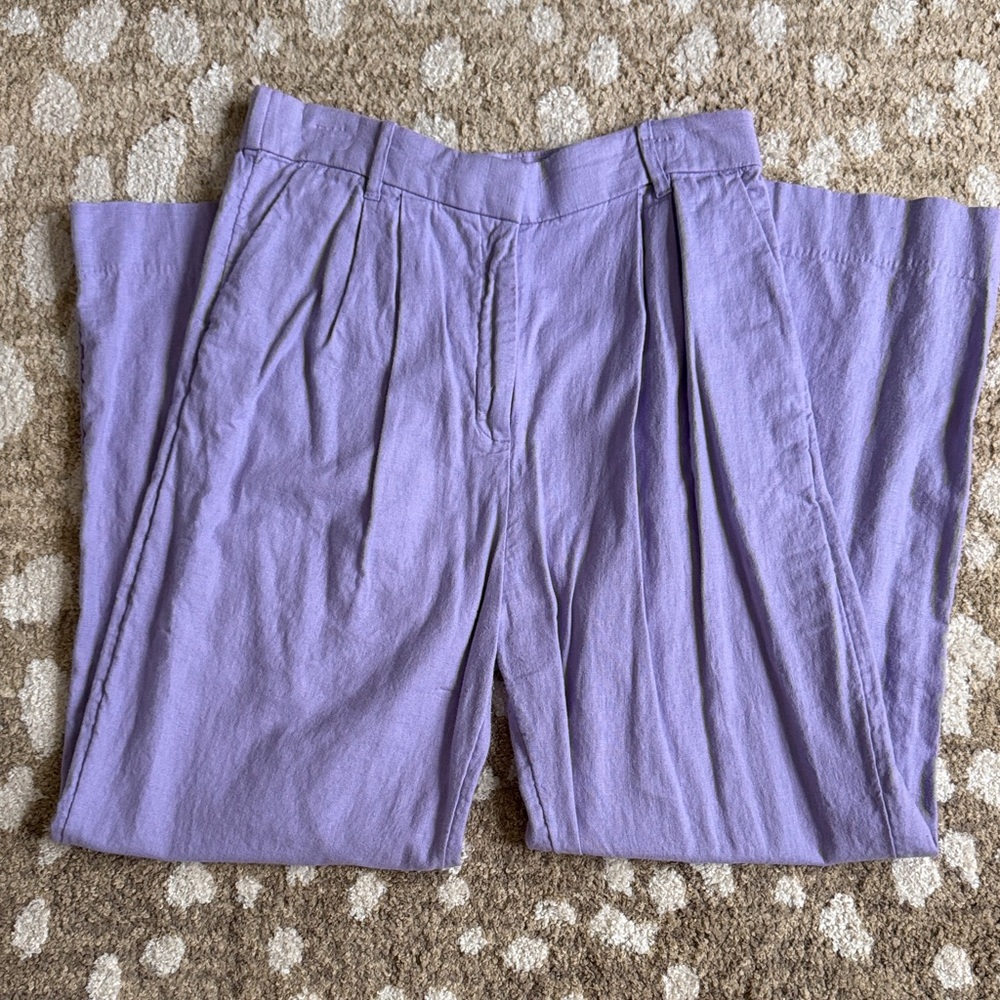 Abercrombie & Fitch Lavender Linen Wide Leg Pants